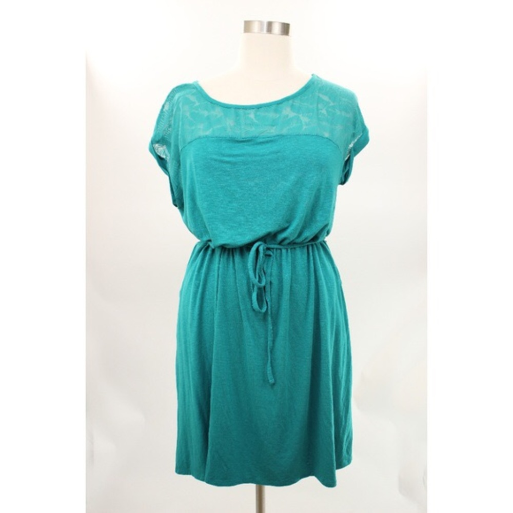 Ava & Viv Green Cap Sleeve Tie Dress